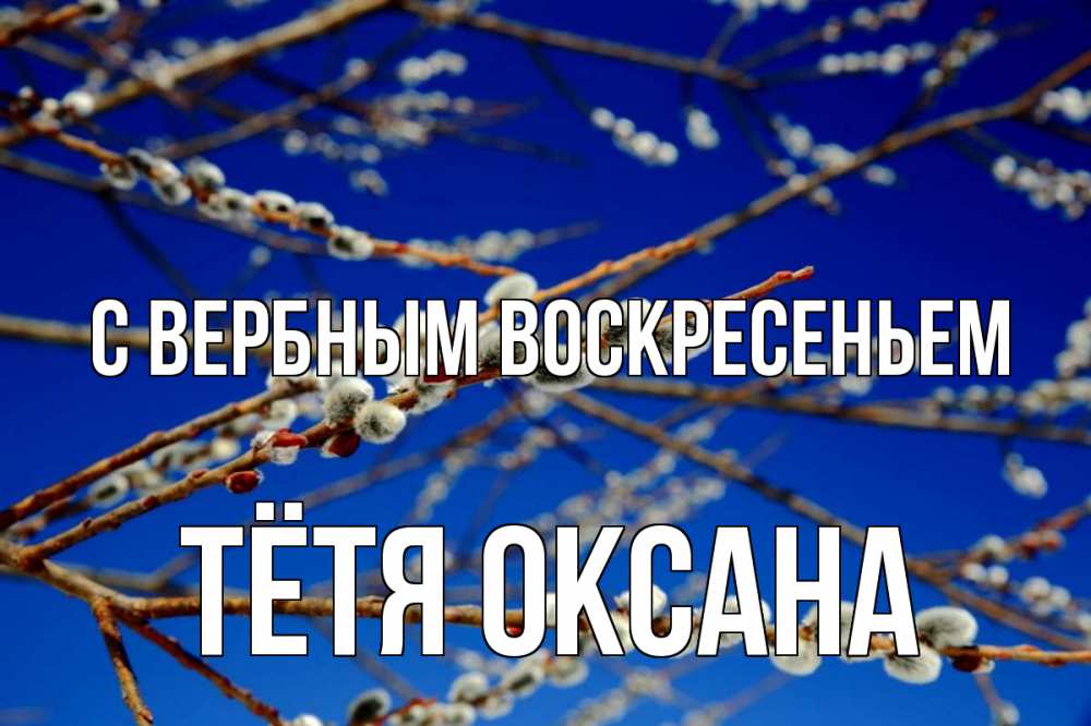 Открытка на каждый день с именем, Тётя-Оксана С вербным воскресеньем верба Прикольная открытка с пожеланием онлайн скачать бесплатно 