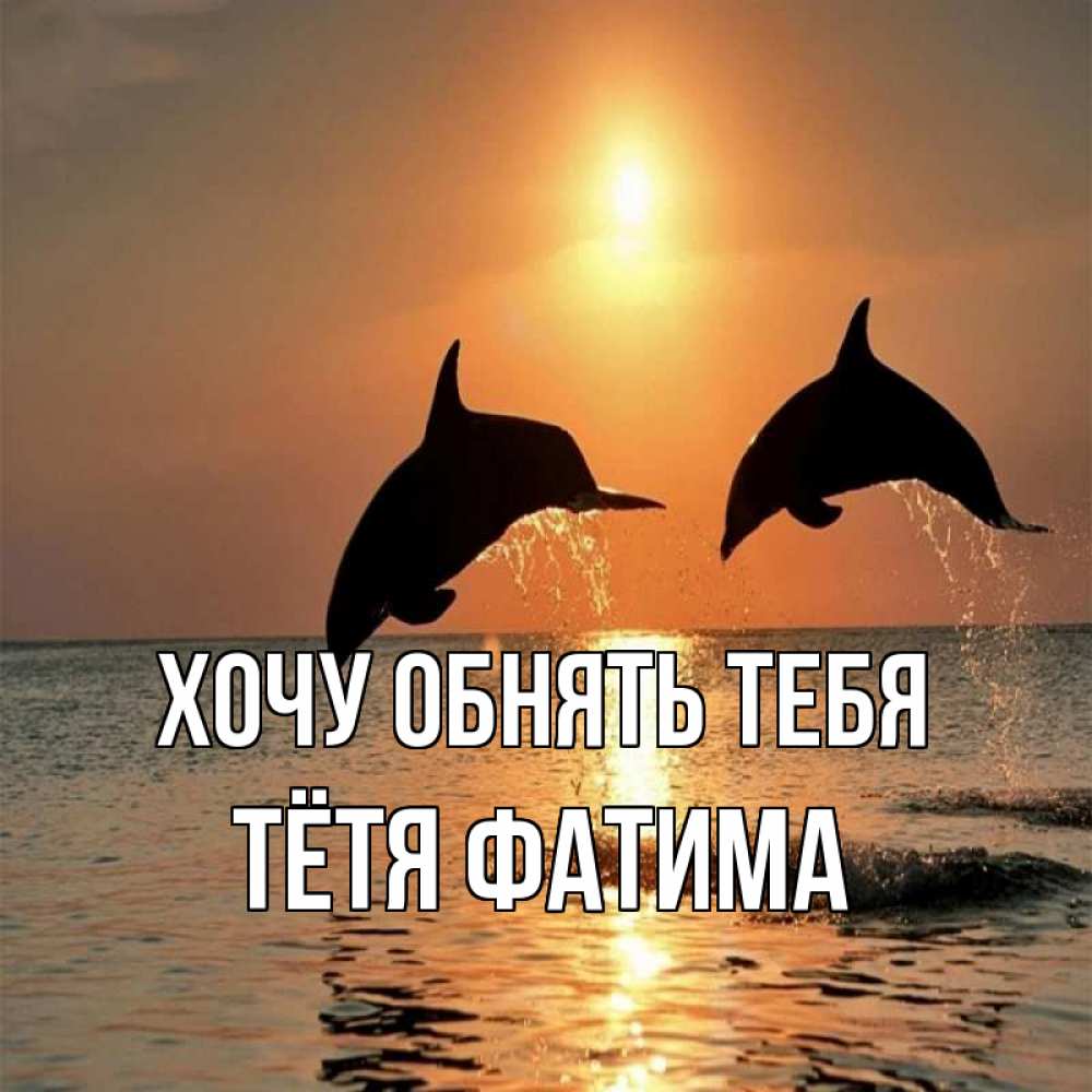 Открытка на каждый день с именем, Тётя-Фатима Хочу обнять тебя рыбы на закате Прикольная открытка с пожеланием онлайн скачать бесплатно 