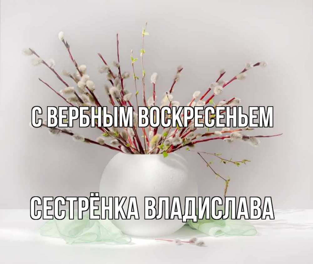 Открытка на каждый день с именем, Сестрёнка-Владислава С вербным воскресеньем верба Прикольная открытка с пожеланием онлайн скачать бесплатно 