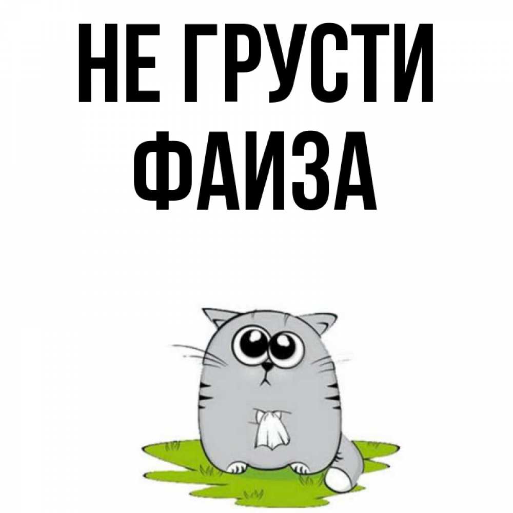 Открытка на каждый день с именем, Фаиза Не грусти грустный котяра Прикольная открытка с пожеланием онлайн скачать бесплатно 