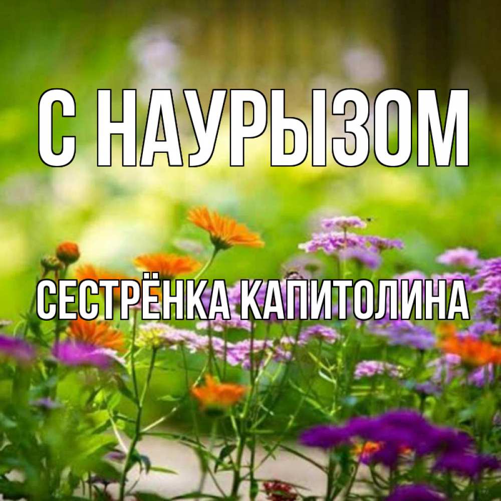 Открытка на каждый день с именем, Сестрёнка-Капитолина С наурызом цветы Прикольная открытка с пожеланием онлайн скачать бесплатно 