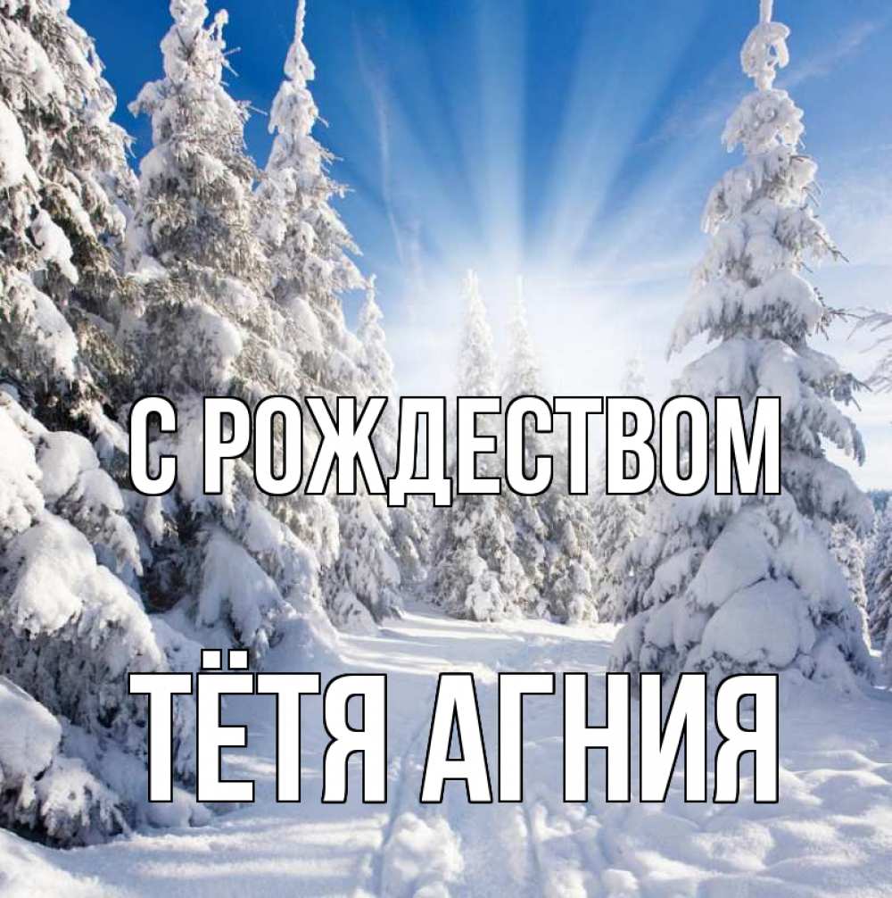 Открытка на каждый день с именем, Тётя-Агния С рождеством зима, лес Прикольная открытка с пожеланием онлайн скачать бесплатно 