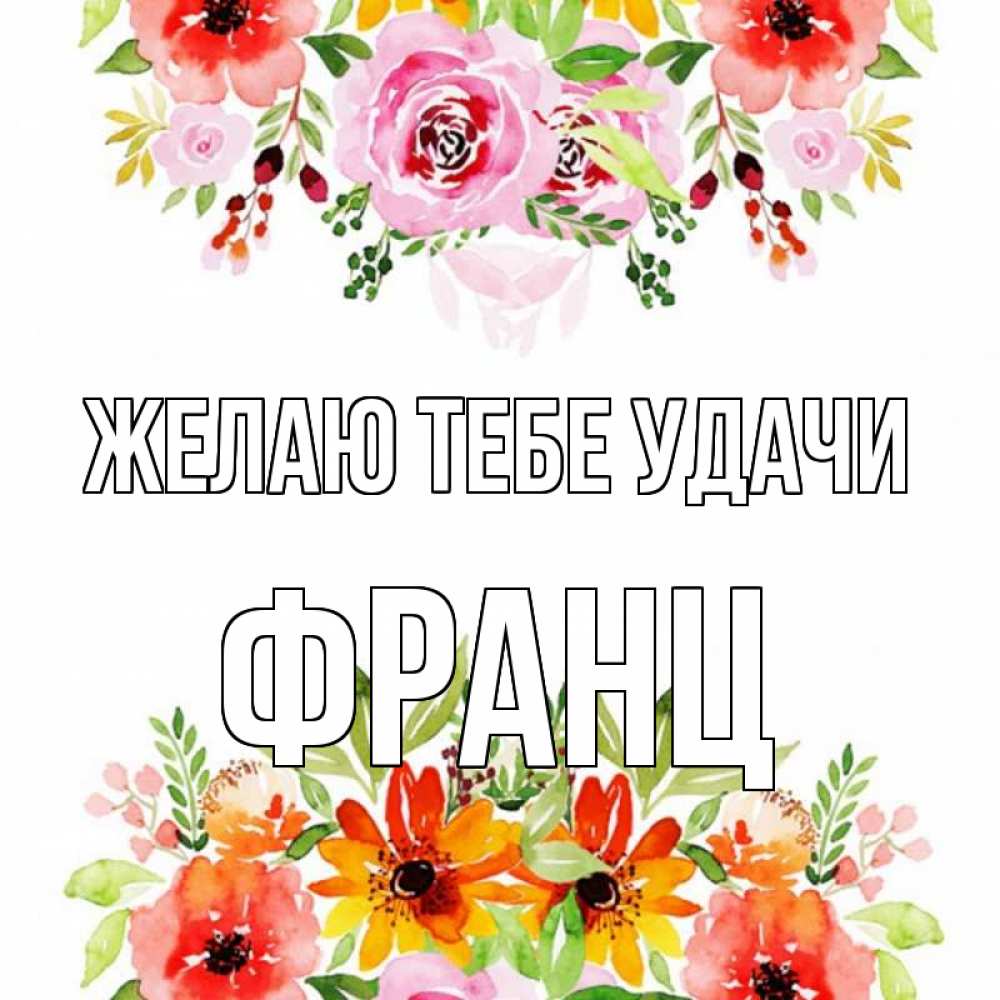 Открытка на каждый день с именем, Франц Желаю тебе удачи открытка с цветами акварелью Прикольная открытка с пожеланием онлайн скачать бесплатно 