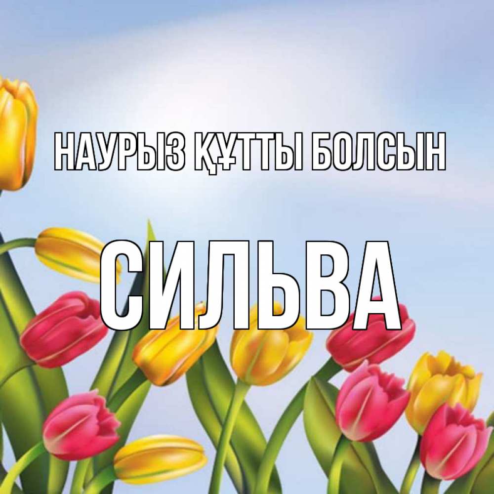 Открытка на каждый день с именем, Сильва Наурыз құтты болсын наурыз Прикольная открытка с пожеланием онлайн скачать бесплатно 