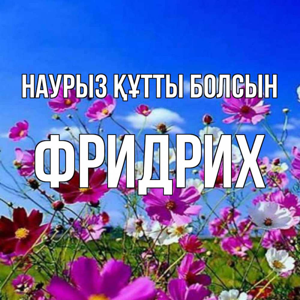 Открытка на каждый день с именем, Фридрих Наурыз құтты болсын цветы Прикольная открытка с пожеланием онлайн скачать бесплатно 