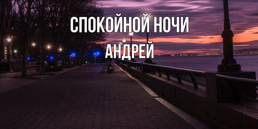 Открытка на каждый день с именем, Андрей Спокойной ночи фонари на фоне реки Прикольная открытка с пожеланием онлайн скачать бесплатно 