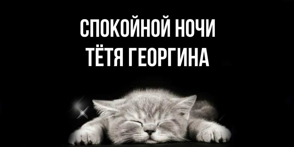 Открытка на каждый день с именем, Тётя-Георгина Спокойной ночи спящий котик Прикольная открытка с пожеланием онлайн скачать бесплатно 