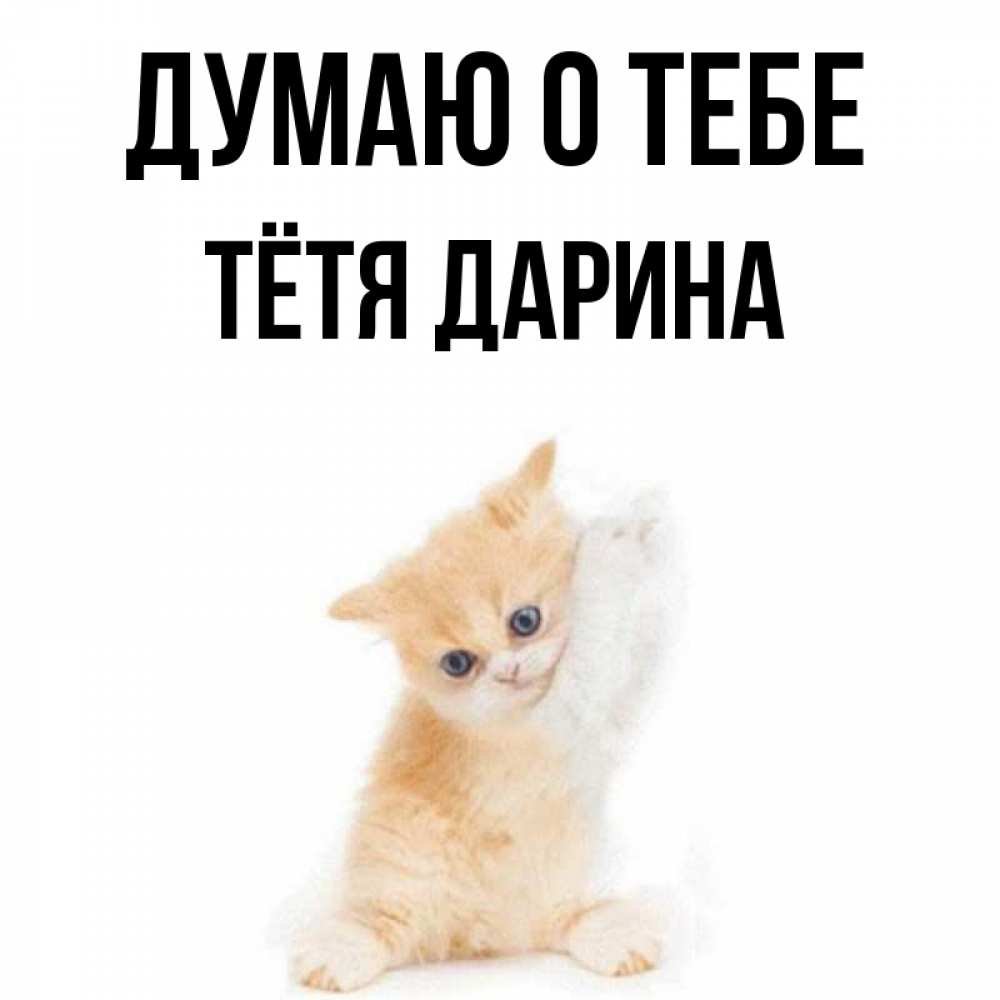 Открытка на каждый день с именем, Тётя-Дарина Думаю о тебе зверушки и милота Прикольная открытка с пожеланием онлайн скачать бесплатно 
