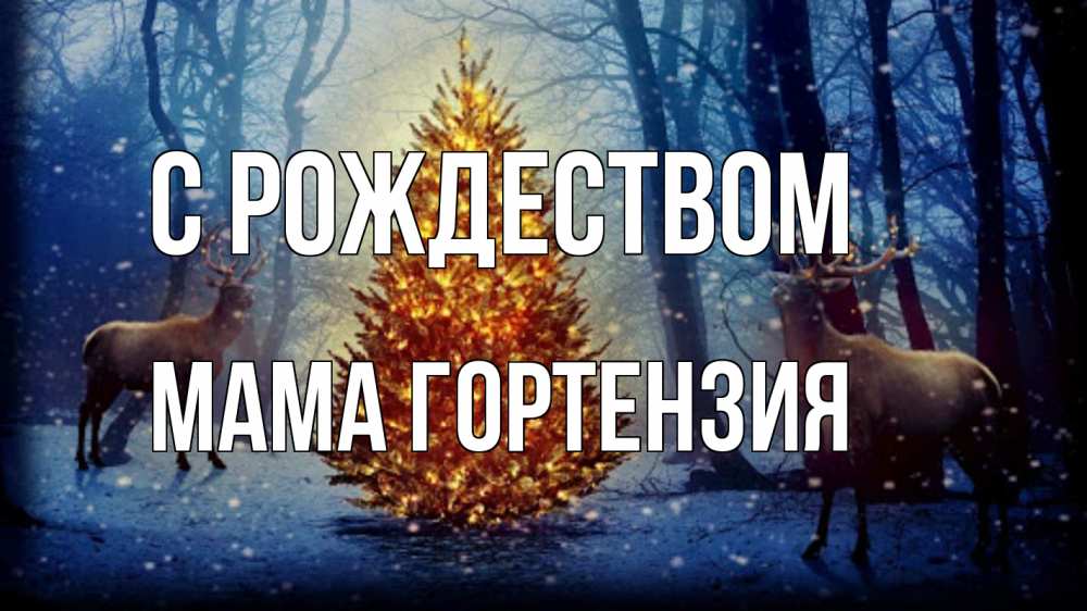 Открытка на каждый день с именем, Мама-Гортензия С рождеством олени, новогодняя елка Прикольная открытка с пожеланием онлайн скачать бесплатно 