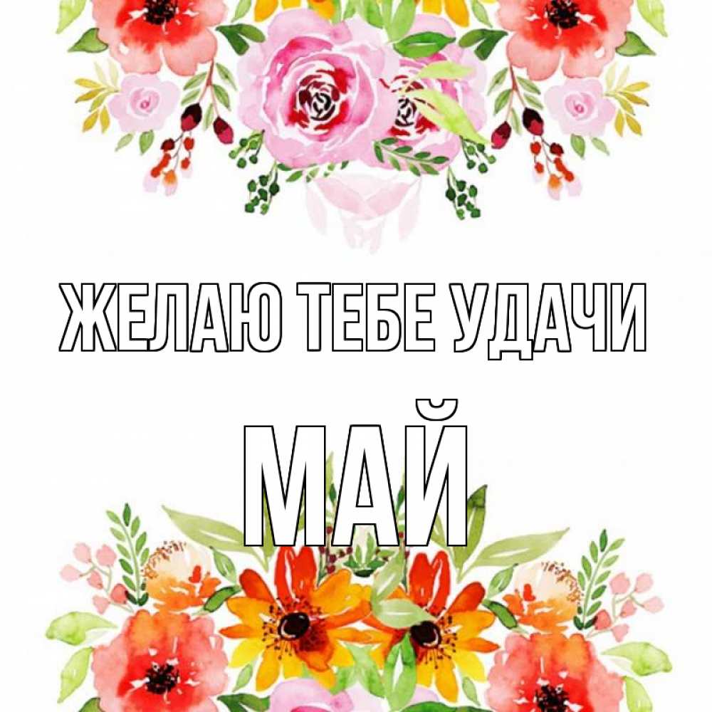 Открытка на каждый день с именем, Май Желаю тебе удачи открытка с цветами акварелью Прикольная открытка с пожеланием онлайн скачать бесплатно 