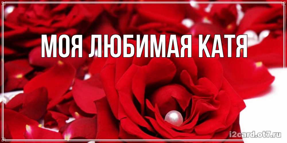Открытка на каждый день с именем, Моя-любимая-Катя Главная роза с жемчужиной на открытке для любимых Прикольная открытка с пожеланием онлайн скачать бесплатно 