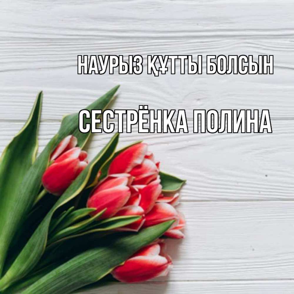 Открытка на каждый день с именем, Сестрёнка-Полина Наурыз құтты болсын весна 2 Прикольная открытка с пожеланием онлайн скачать бесплатно 