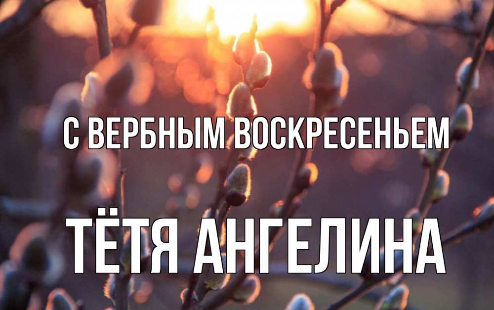 Открытка на каждый день с именем, Тётя-Ангелина С вербным воскресеньем верба Прикольная открытка с пожеланием онлайн скачать бесплатно 