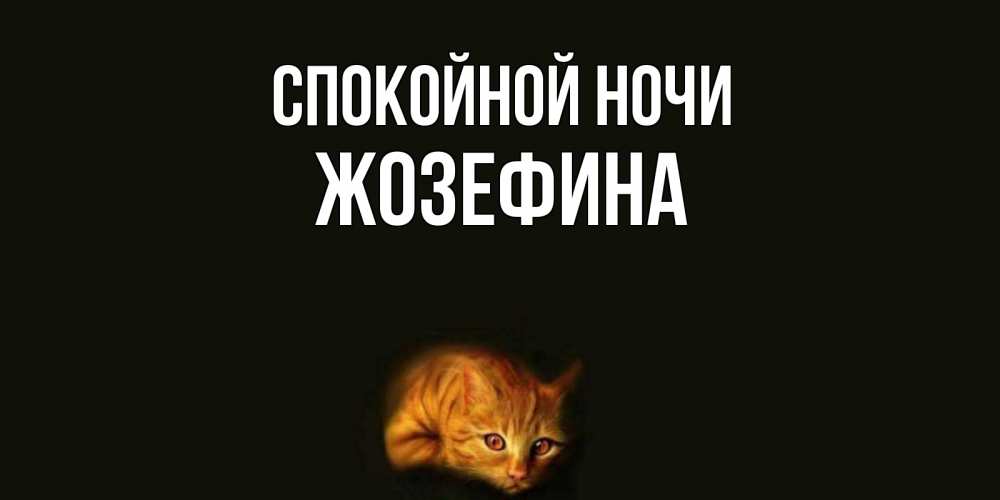 Открытка на каждый день с именем, Жозефина Спокойной ночи кот Прикольная открытка с пожеланием онлайн скачать бесплатно 