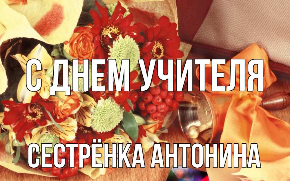 Открытка на каждый день с именем, Сестрёнка-Антонина С днем учителя с днем учителя 1 Прикольная открытка с пожеланием онлайн скачать бесплатно 