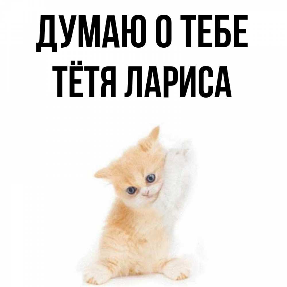 Открытка на каждый день с именем, Тётя-Лариса Думаю о тебе зверушки и милота Прикольная открытка с пожеланием онлайн скачать бесплатно 