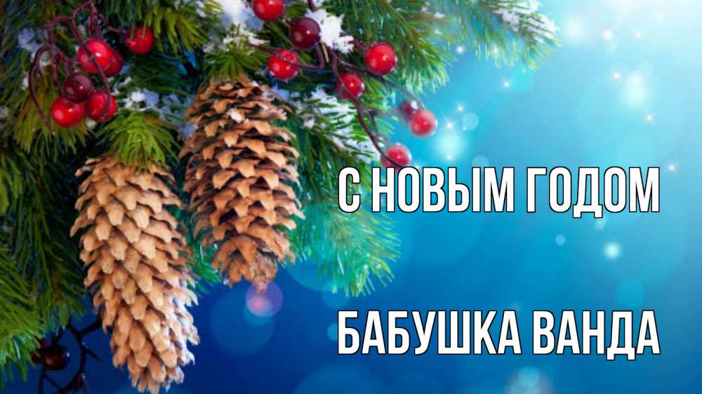 Открытка на каждый день с именем, Бабушка-Ванда С новым годом Новый год, ель, шишки Прикольная открытка с пожеланием онлайн скачать бесплатно 