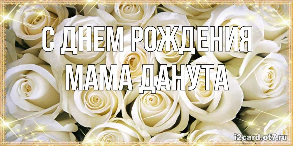 Открытка на каждый день с именем, Мама-Данута С днем рождения открытка с белыми розами. большой букет белых роз Прикольная открытка с пожеланием онлайн скачать бесплатно 