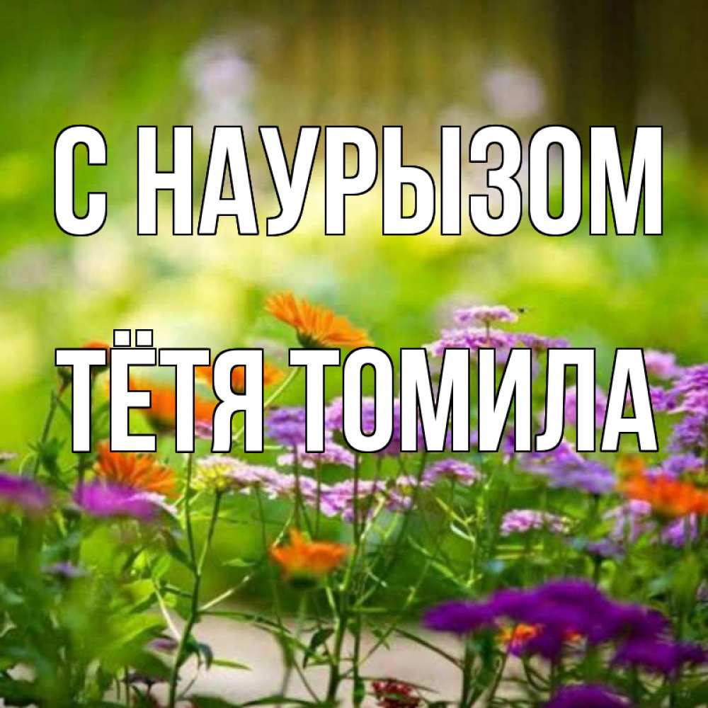 Открытка на каждый день с именем, Тётя-Томила С наурызом цветы Прикольная открытка с пожеланием онлайн скачать бесплатно 
