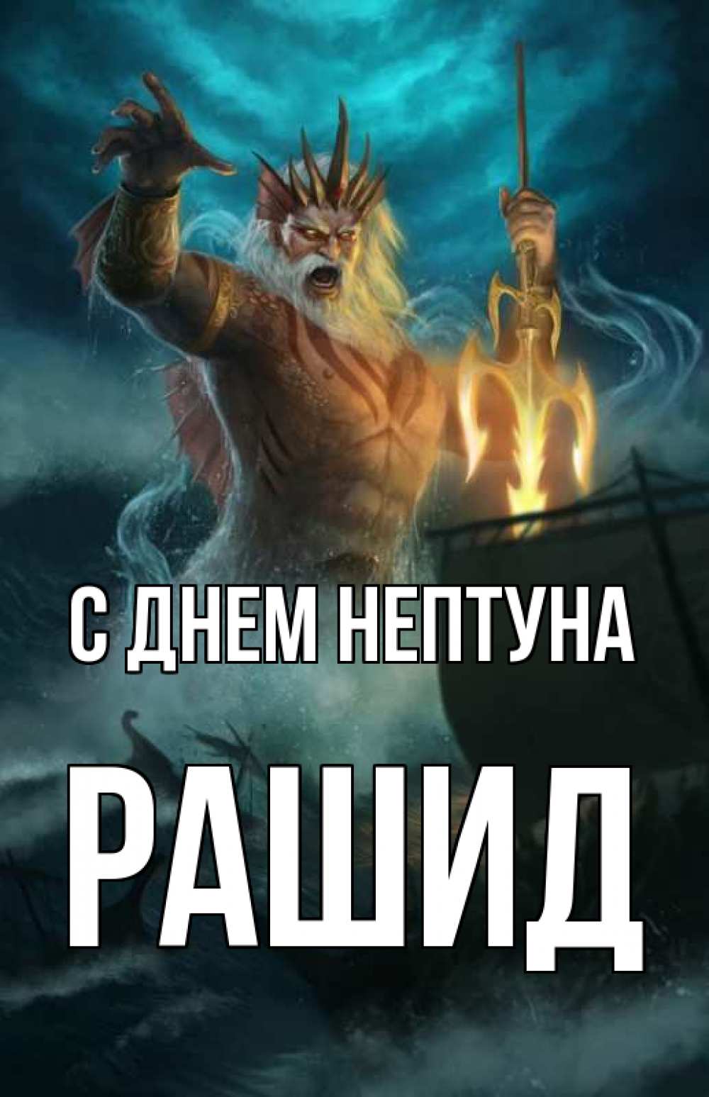 Открытка на каждый день с именем, Рашид С днем нептуна с днем Нептуна Прикольная открытка с пожеланием онлайн скачать бесплатно 