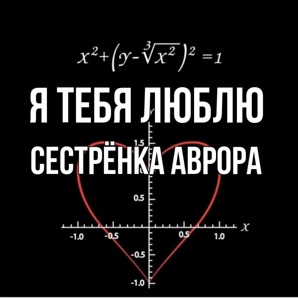 Открытка на каждый день с именем, Сестрёнка-Аврора Я тебя люблю сердечная формула Прикольная открытка с пожеланием онлайн скачать бесплатно 