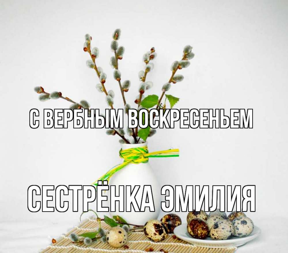 Открытка на каждый день с именем, Сестрёнка-Эмилия С вербным воскресеньем верба Прикольная открытка с пожеланием онлайн скачать бесплатно 