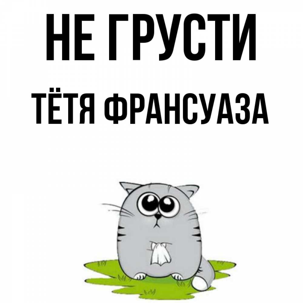 Открытка на каждый день с именем, Тётя-Франсуаза Не грусти грустный котяра Прикольная открытка с пожеланием онлайн скачать бесплатно 
