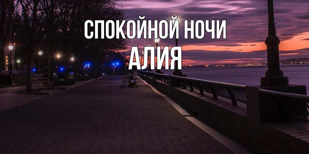 Открытка на каждый день с именем, Алия Спокойной ночи фонари на фоне реки Прикольная открытка с пожеланием онлайн скачать бесплатно 