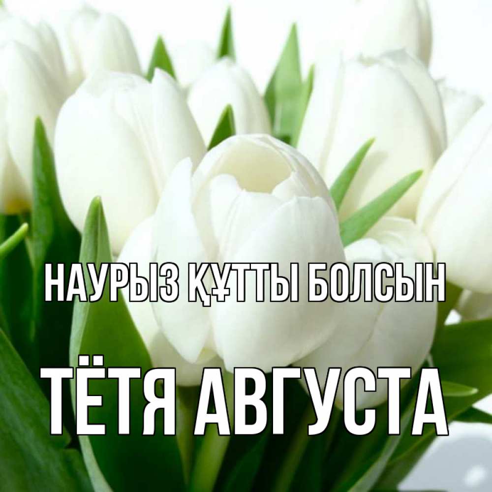 Открытка на каждый день с именем, Тётя-Августа Наурыз құтты болсын цветы Прикольная открытка с пожеланием онлайн скачать бесплатно 