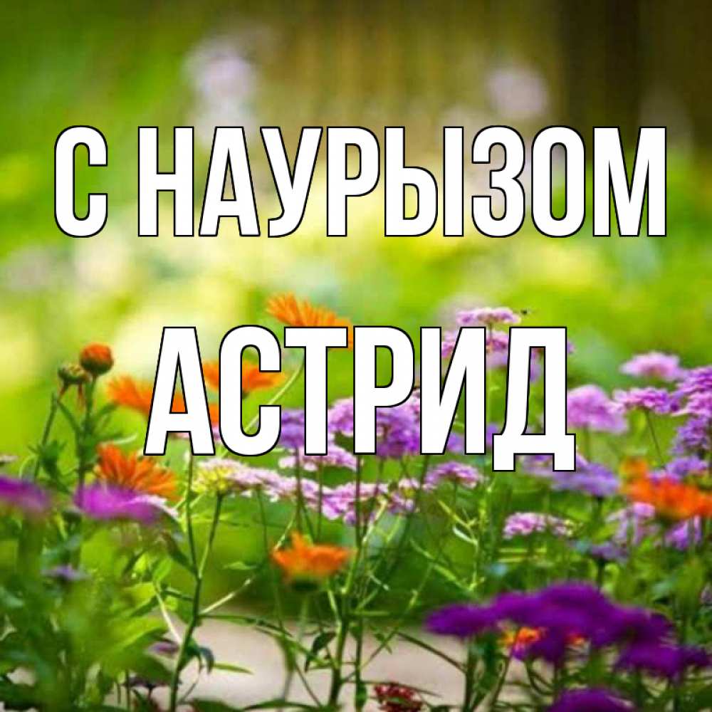 Открытка на каждый день с именем, Астрид С наурызом цветы Прикольная открытка с пожеланием онлайн скачать бесплатно 