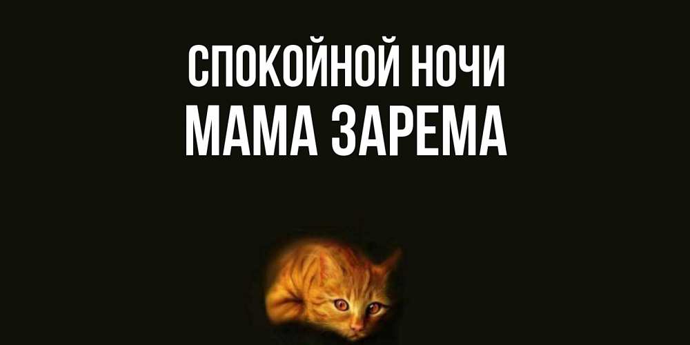 Открытка на каждый день с именем, Мама-Зарема Спокойной ночи кот Прикольная открытка с пожеланием онлайн скачать бесплатно 