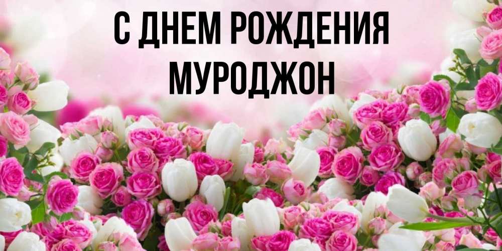 Открытка на каждый день с именем, Муроджон С днем рождения открытка с разными розами Прикольная открытка с пожеланием онлайн скачать бесплатно 