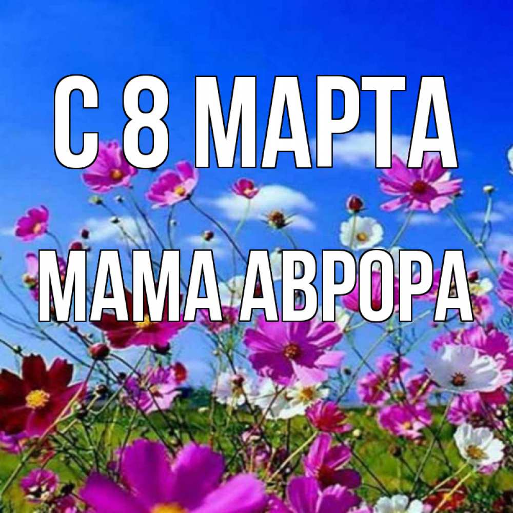 Открытка на каждый день с именем, Мама-Аврора С 8 МАРТА цветы Прикольная открытка с пожеланием онлайн скачать бесплатно 