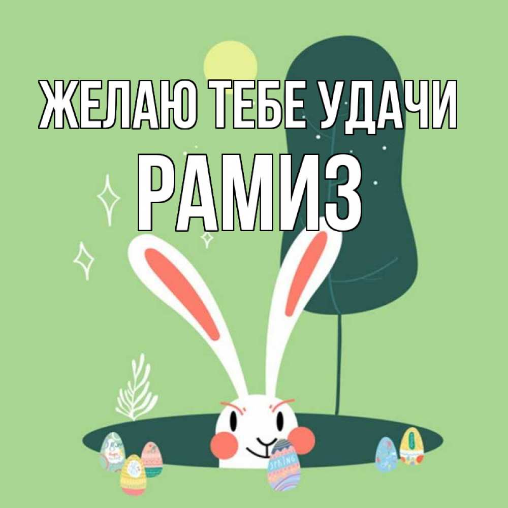 Открытка на каждый день с именем, Рамиз Желаю тебе удачи заяц Прикольная открытка с пожеланием онлайн скачать бесплатно 