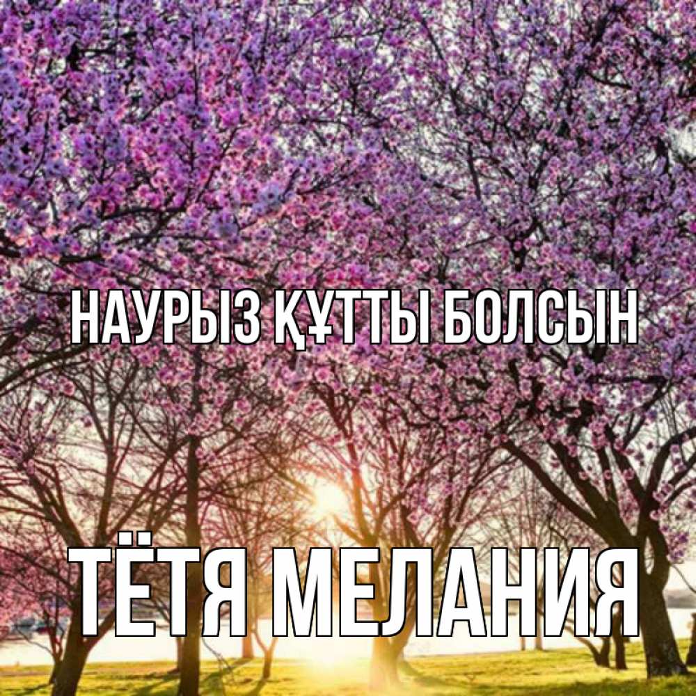 Открытка на каждый день с именем, Тётя-Мелания Наурыз құтты болсын наурыз Прикольная открытка с пожеланием онлайн скачать бесплатно 