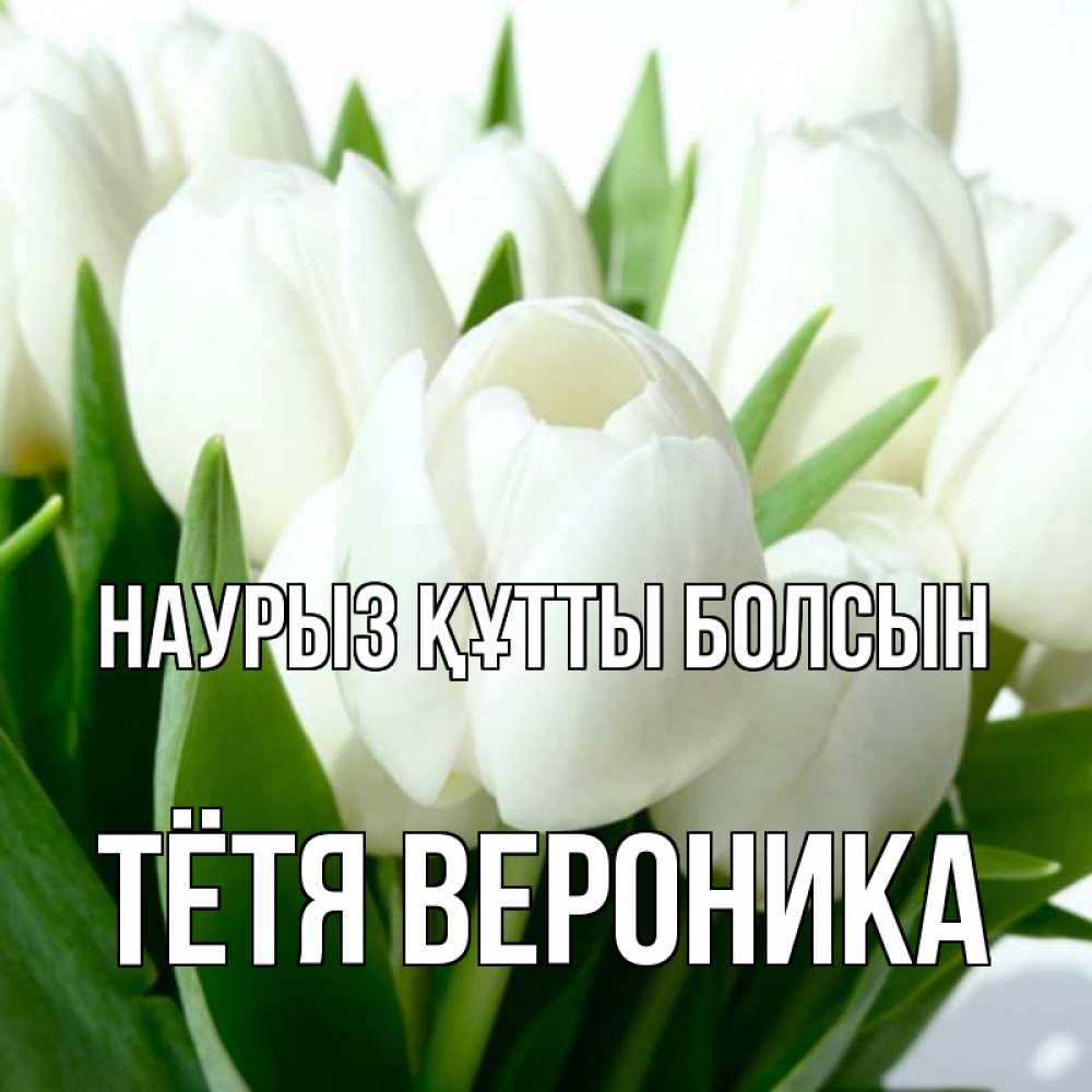 Открытка на каждый день с именем, Тётя-Вероника Наурыз құтты болсын цветы Прикольная открытка с пожеланием онлайн скачать бесплатно 