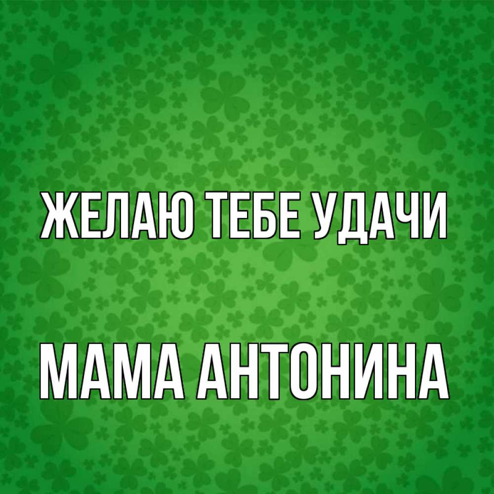 Открытка на каждый день с именем, Мама-Антонина Желаю тебе удачи много листочков на удачу Прикольная открытка с пожеланием онлайн скачать бесплатно 