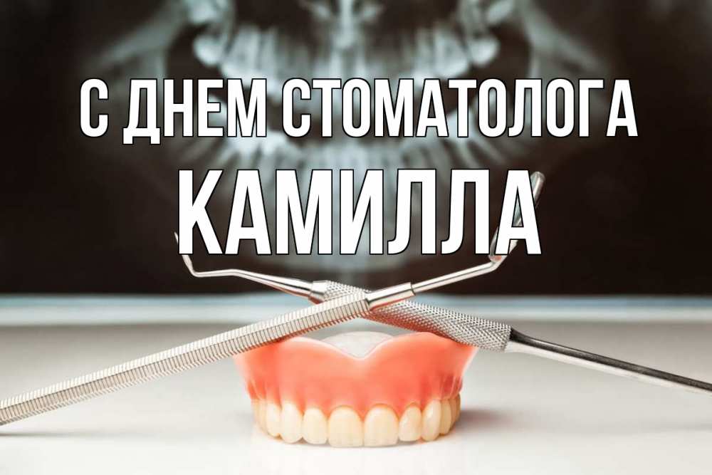 Открытка на каждый день с именем, Камилла С днем стоматолога с днем стоматолога Прикольная открытка с пожеланием онлайн скачать бесплатно 