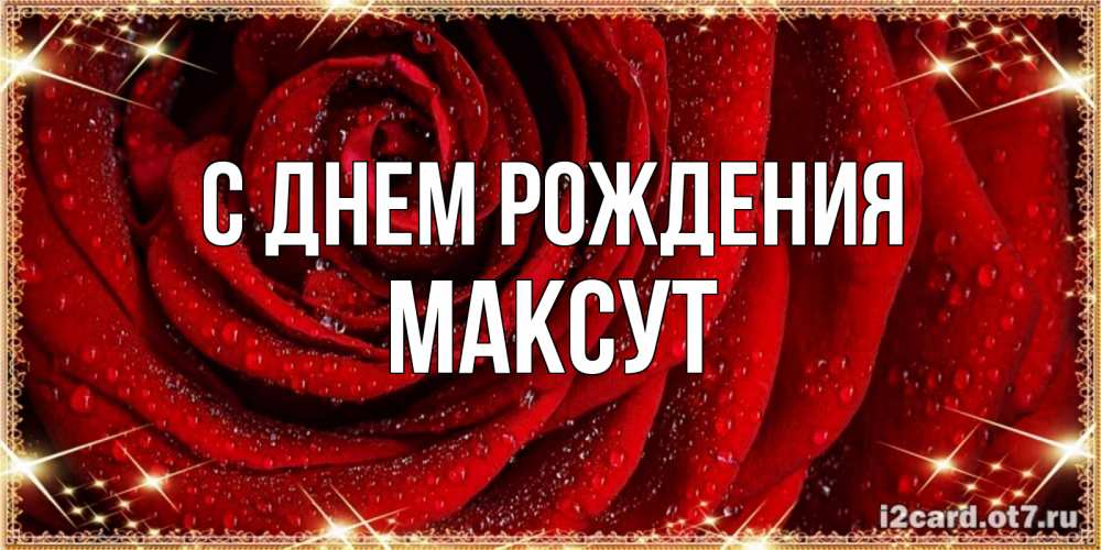 Открытка на каждый день с именем, Максут С днем рождения роса на розе блестящая в лучах солнца Прикольная открытка с пожеланием онлайн скачать бесплатно 