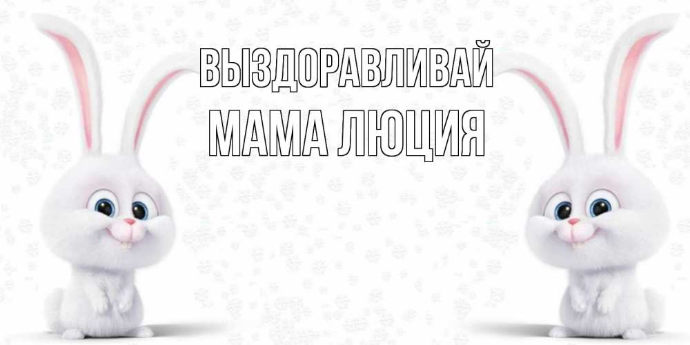 Открытка на каждый день с именем, Мама-Люция Выздоравливай не болей с зайцем Прикольная открытка с пожеланием онлайн скачать бесплатно 