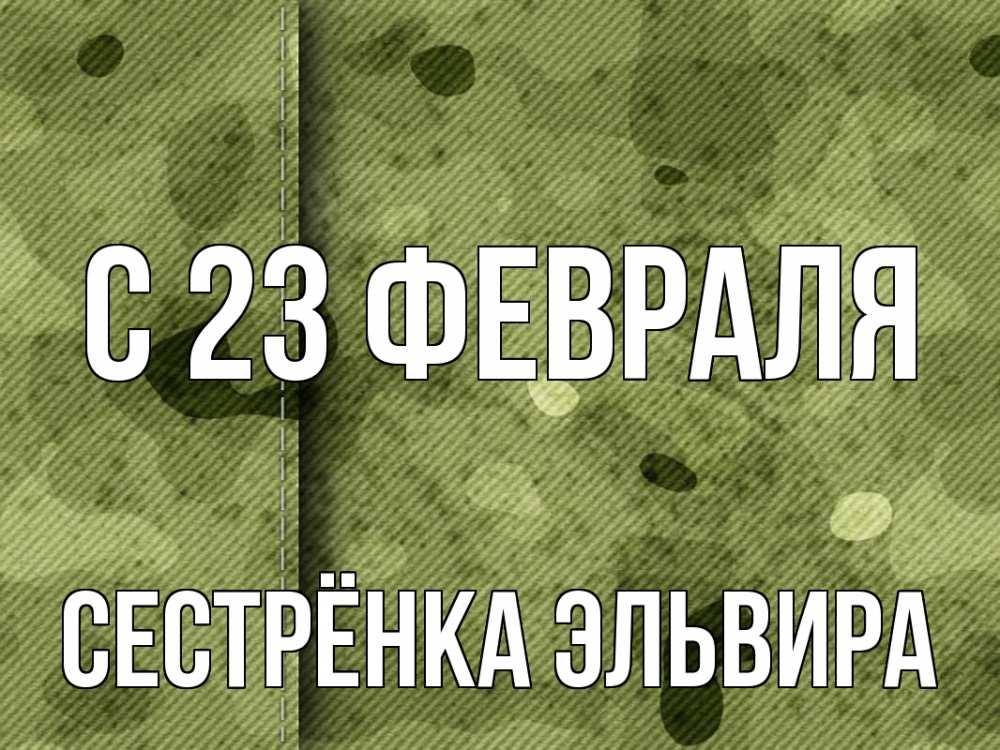 Открытка на каждый день с именем, Сестрёнка-Эльвира С 23 февраля 23 февраля Прикольная открытка с пожеланием онлайн скачать бесплатно 