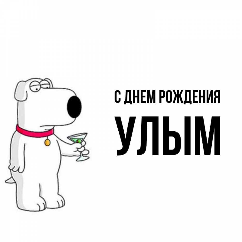 Открытка на каждый день с именем, улым С днем рождения песик с оливками Прикольная открытка с пожеланием онлайн скачать бесплатно 