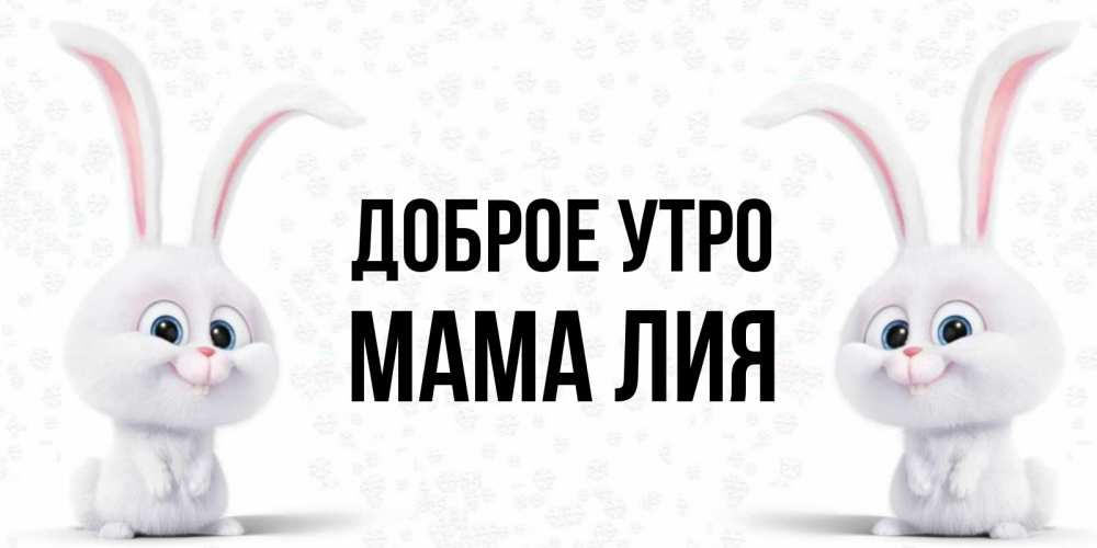 Открытка на каждый день с именем, Мама-Лия Доброе утро кролики с длинными ушками Прикольная открытка с пожеланием онлайн скачать бесплатно 
