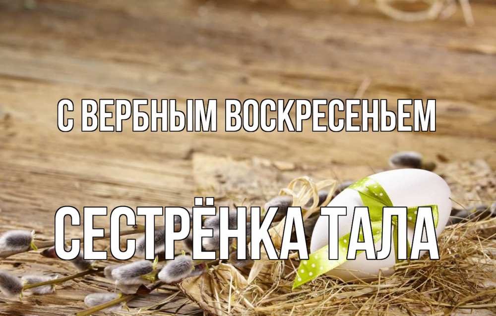 Открытка на каждый день с именем, Сестрёнка-Тала С вербным воскресеньем верба Прикольная открытка с пожеланием онлайн скачать бесплатно 