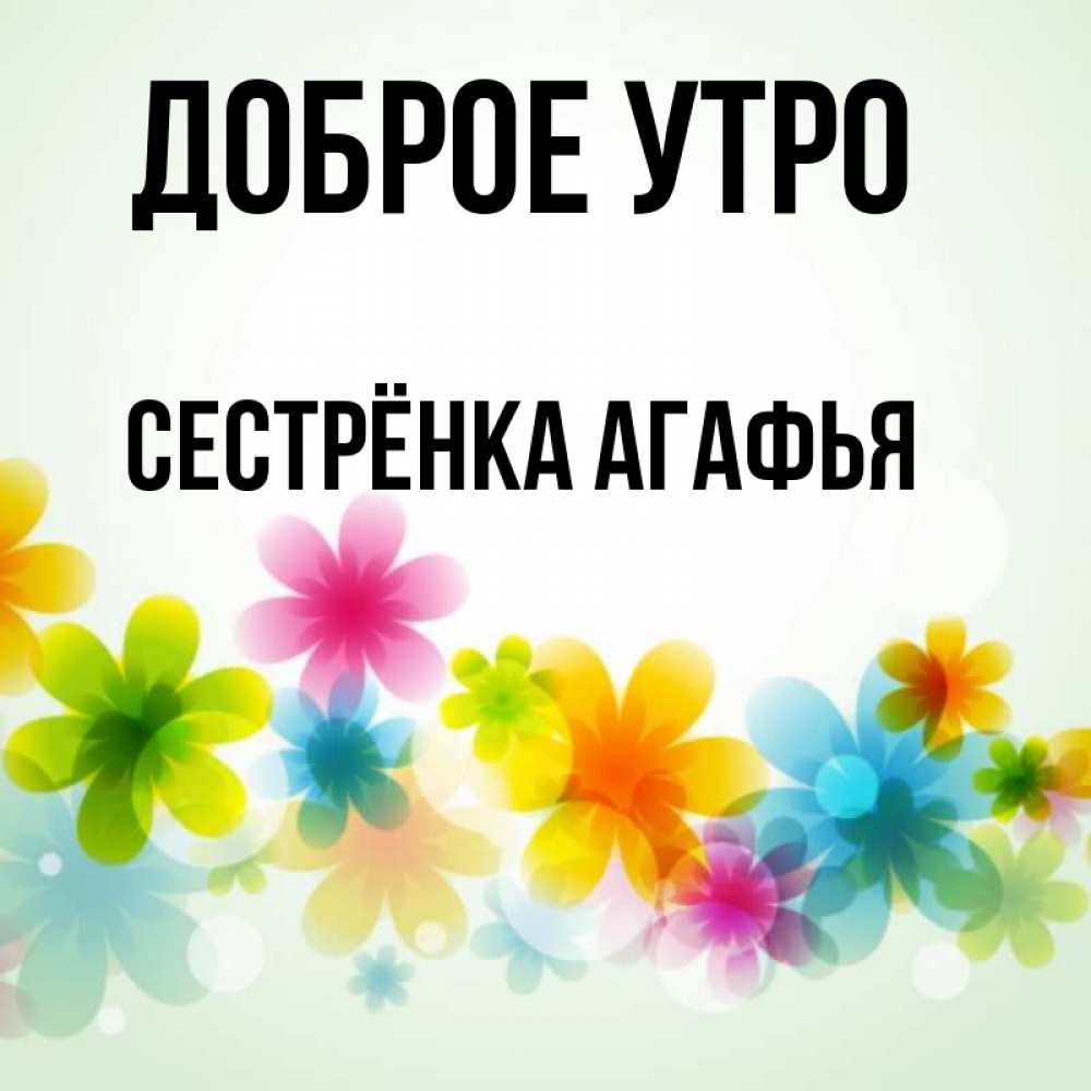 Открытка на каждый день с именем, Сестрёнка-Агафья Доброе утро позитивные цветочки Прикольная открытка с пожеланием онлайн скачать бесплатно 