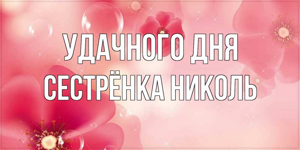 Открытка на каждый день с именем, Сестрёнка-Николь Удачного дня красивая открытка с цветами Прикольная открытка с пожеланием онлайн скачать бесплатно 