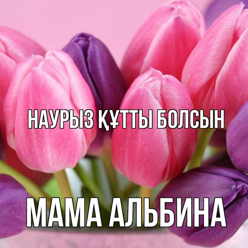 Открытка на каждый день с именем, Мама-Альбина Наурыз құтты болсын маме 1 Прикольная открытка с пожеланием онлайн скачать бесплатно 