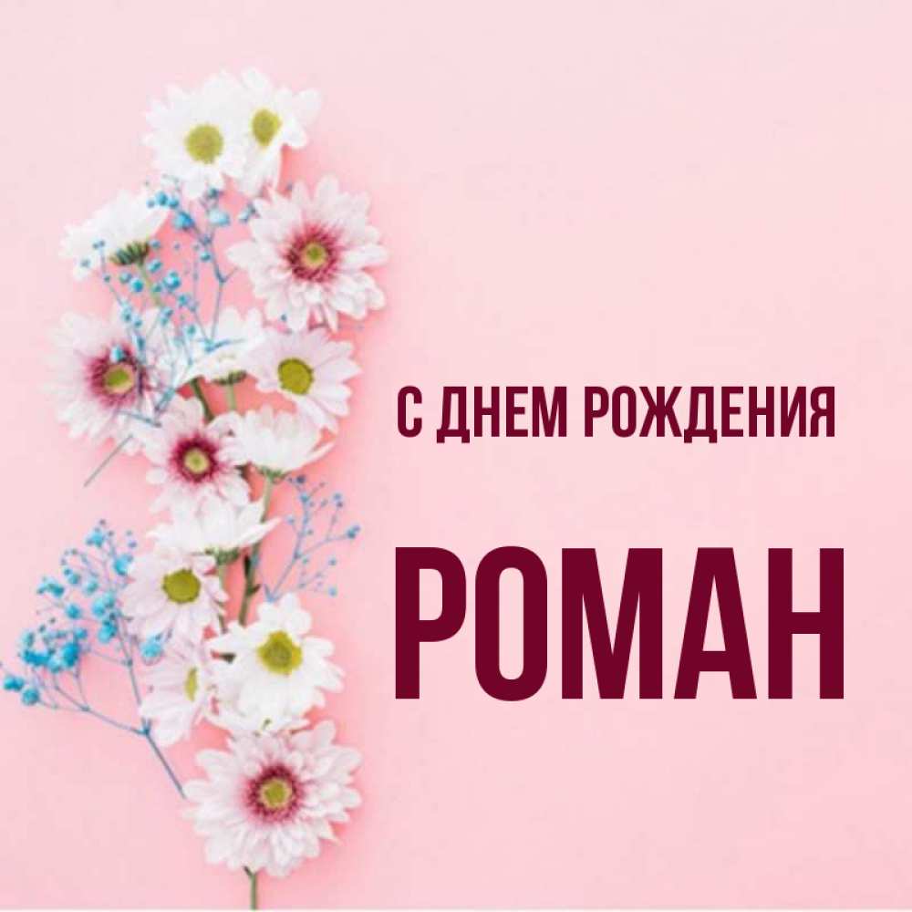 Открытка на каждый день с именем, Роман С днем рождения Родная моя с днем рождения тебя картинка с цветами белыми и голубыми Прикольная открытка с пожеланием онлайн скачать бесплатно 