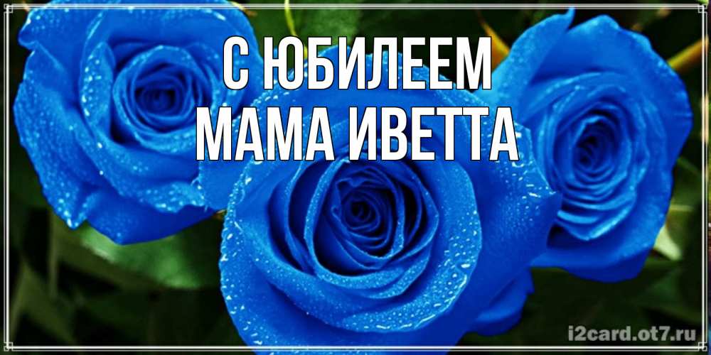 Открытка на каждый день с именем, Мама-Иветта С юбилеем розы с синим цветом Прикольная открытка с пожеланием онлайн скачать бесплатно 