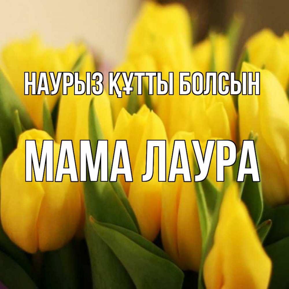 Открытка на каждый день с именем, Мама-Лаура Наурыз құтты болсын цветы Прикольная открытка с пожеланием онлайн скачать бесплатно 